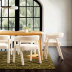 Walker Edison Ezra Modern Solid Wood Rounded Back Dining Chair - Natural (Set of 2)