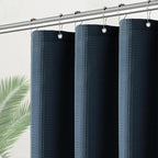 Shower Curtain Fabric Washable for Stall, Waffle Weave 36 Inches Heavy Duty Navy Shower Curtain, Half Size Waterproof 256GSM Spa Luxury Shower Curtains with 6 Metal Hooks,36Wx72H Navy Blue