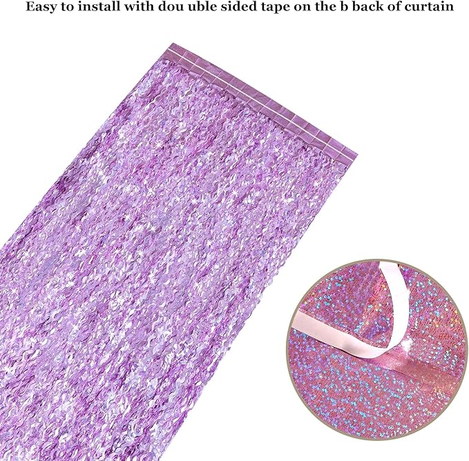 4 Pack Pink Tinsel Curtain Party Backdrop - CYLMFC 3.3 ft x 6.6 ft Sparkle Wavy Foil Fringe Backdrop Curtain for Party Decorations Girls Birthday Bachelorette Party Decor Supplies Photobooth Props