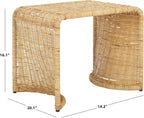 SAFAVIEH Home Collection - Zendy Light Natural Rattan Accent Table, Coastal Waterfall Silhouette, Fully Assembled (ACC6508A)