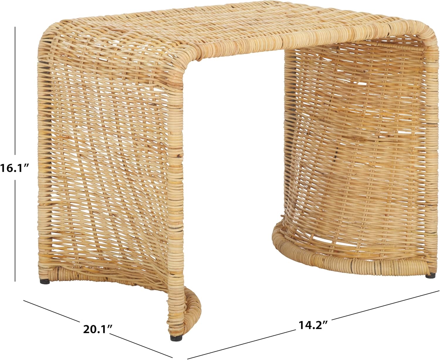 SAFAVIEH Home Collection - Zendy Light Natural Rattan Accent Table, Coastal Waterfall Silhouette, Fully Assembled (ACC6508A)