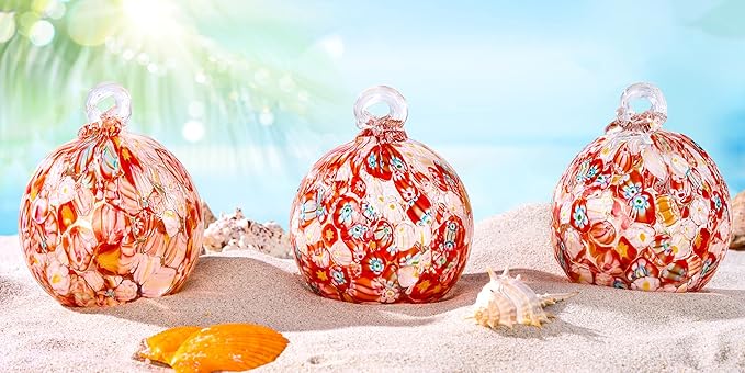 Hand Blown Glass Witch Ball,Glass Ornament Hanging Garden Gazing Ball Indoor Outdoor Home Décor. (4)