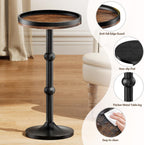 Small Round Side Table, Drink Table for Small Spaces, Modern Cocktail Table with Metal Leg, Weighted Iron Base Pedestal Round End Tables for Living Room, Bedroom, Couch