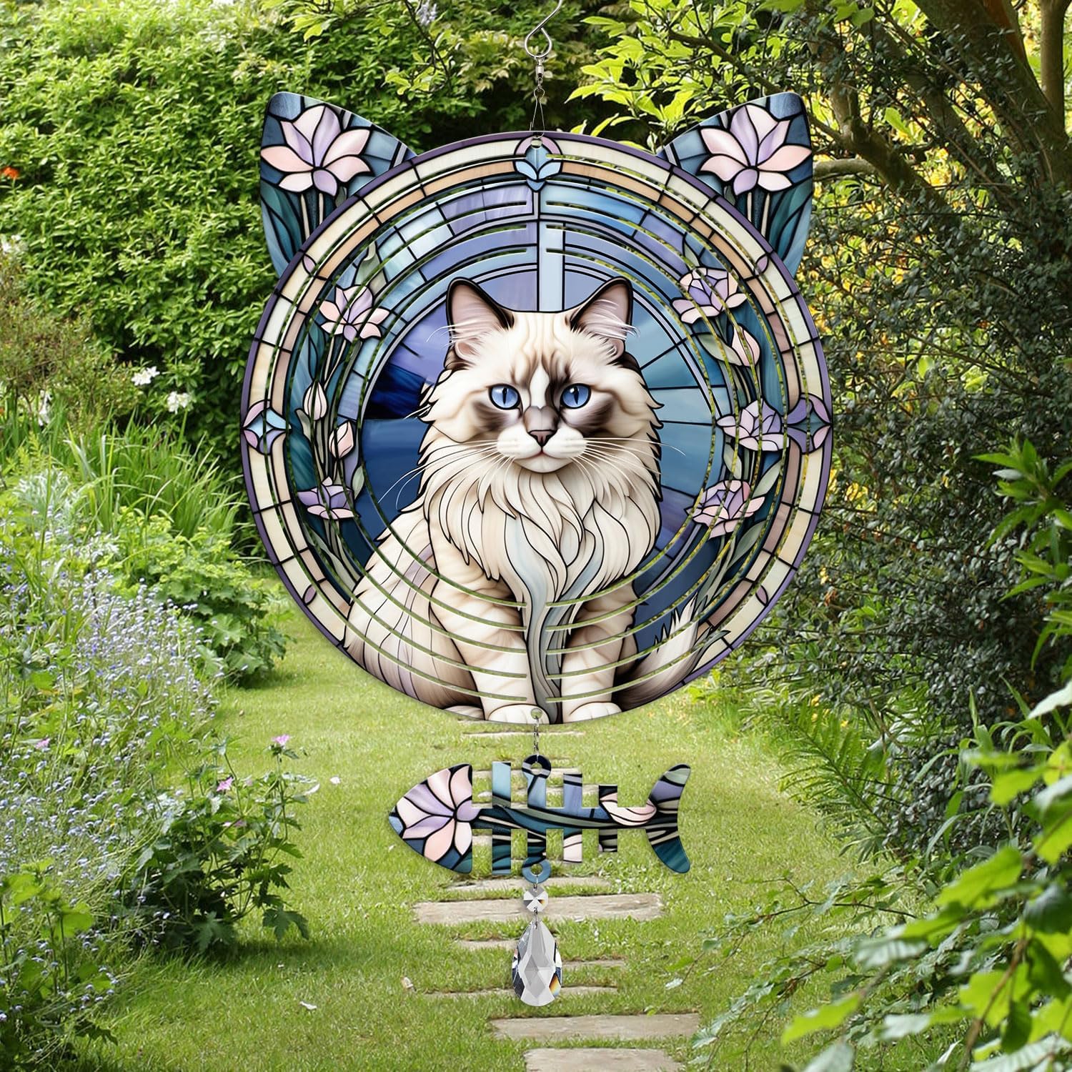 Ragdoll Cat Wind Spinner, Ragdoll Cat Wind Spinner Hanging for Yard and Garden