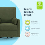 Carter's by Davinci Ethan Swivel Recliner in Performance Forest Green Linen, GREENGUARD Gold & CertiPUR-US® Certified