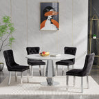 Henf Modern Round Dining Table for 4-6 White Silver 47" Faux Marble Kitchen Table with Diamond-Shape Mirrored Stainless Steel Legs, Contemporary Modern Circle Dining Room Table (Table Only)
