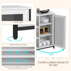 LVSOMT Coffee Bar Cabinet with Adjustable Shelves and Door, Rustic White | 27.5'' Small Coffee Station with Table, Mini Sideboard Buffet, Iron Wood Frame, 3-Tier, for Tea, Dishes, Snacks, Home Kitchen