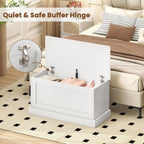 Giantex 35.5-Inches Storage Chest with Safety Metal Hinges, Wooden Flip Top Tool Trunk, Hydraulic Strut, Organizer Box, Large Farmhouse Storage Bench for Bedroom, Living Room, Entryway (White)