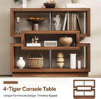 knoworld 40" Console Table for Entrayway, Farmhouse Entry Table with 4 Tier Storage, Narrow Sofa Table Behind The Couch for Entrance, Living Room, Hallway, Foyer, Brown