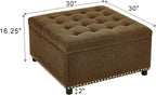 30 inch Large Square Storage Footstool Coffee Table with, Ample Space - Perfect for Living Room Storage