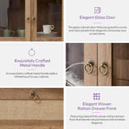 TYBOATLE 75'' Tall Arched Pantry Cabinet w/Accessible Storage Area, China Cabinet w/Anti-Tipping Device and Innovative Drawer, Versatile Cupboard for Kitchen, Dining