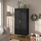 Kitchen Pantry Cabinet,Kitchen Pantry with 2 Adjustable Shelves,4 Shelf Cabinet,Freestanding Floor Cabinet,Unit for Garage Storage,Pantry,Laundry Room,Organization and Storage,Black