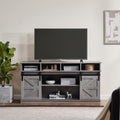 TV Stand Sliding Barn Door Modern&Farmhouse Wood Entertainment Center, Storage Cabinet Table Living Room with Adjustable Shelves for TVs Up to 65" (Gray, Farmhouse with Open Shelf)