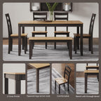 Signature Design by Ashley Gesthaven 6-Piece Dining Table Set with Bench | Two-tone casual style, Durable mango veneer top, Includes 4 ladderback chairs & 1 space-saving under-table bench