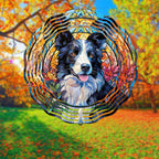 Border Collie Wind Spinner Pet Dog Memorial Gifts 3D Aluminum Metal Kinetic Hanging Wind Sculpture Spinners for Yard and Garden Indoor Outdoor Window Garden Decoration 8 Inch (Border Collie 1)