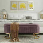 51" Velvet Storage Ottoman Bench End of Bed for Bedroom Entryway Purple | Velvet Large Storage Solid Wood with Metal Leg 300 lbs Weight
