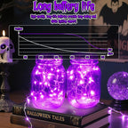 TingMiao Halloween Purple Fairy Lights Battery Operate,7.2ft 20 LEDs String Lights Silver Copper Wire for Hallowen Christmas DIY Decoration Wedding Party (6 Pack)
