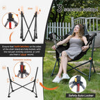 TIMBER RIDGE Hammock Camping Chair, Oversized Swinging Chair, 400lbs Load | Portable Folding Rocking Camping Chair with Adjustable Back & Seat Height for Outdoor Lawn, Backyard and Patio