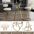 3 Piece Pub Dining Set, Modern Round Bar Table and Chairs for 2, 28" Counter Height Barstools and Glass Kitchen Table Set, 31" Small Dining Table with 2 Velvet Stools