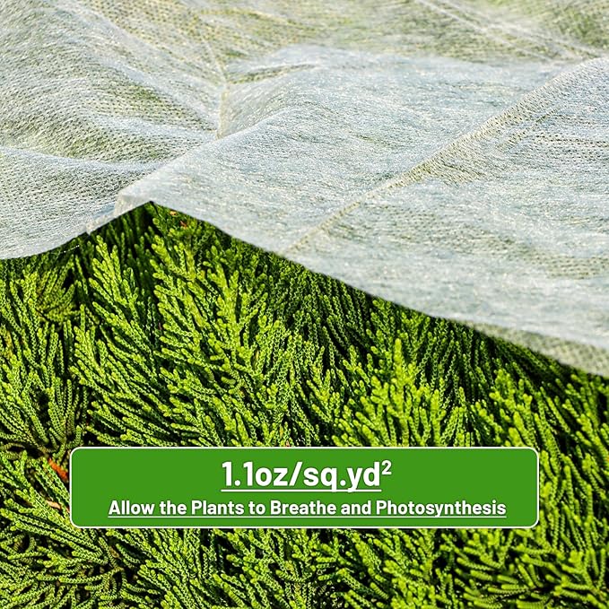 SnugNiture Plant Covers Freeze Protection, 10ft x 33ft 1.1oz/yd² Frost Cloth for Outdoor Plants, Floating Row Cover Frost Blanket for Winter Garden Vegetables Protection
