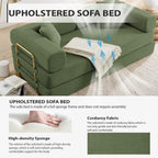 4-in-1 Folding Convertible Sofa Bed, 78 Inch Oversized Corduroy Upholstered Couch, Loveseat Sleeper with Pull Out Bed, Floor Sofa Modular Futon Couch for Living Room Bedroom Lounge, Green
