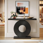 Tribesigns Modern Entryway Console Table, 39 inch Wooden Narrow Sofa Table Behind Couch with Geometric Base, Small Entry Accent Table for Living Room, Mudroom, Hallway, Black
