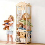AMBIRD Stuffed Animal Storage, Wood Stuffed Animal Zoo Holder, Large Kids Toy Organizers, Plushies Storage for Boys Girls Bedroom, Playroom, Nursery (15.75 x 15.75 x 55 inch)