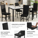 Hooseng 5 Piece Dining Table Set for 4, Faux Marble Kitchen Table with Upholstered Chairs, Modern Dinner Table Set for Dining Room, Small Spaces, White＆Black