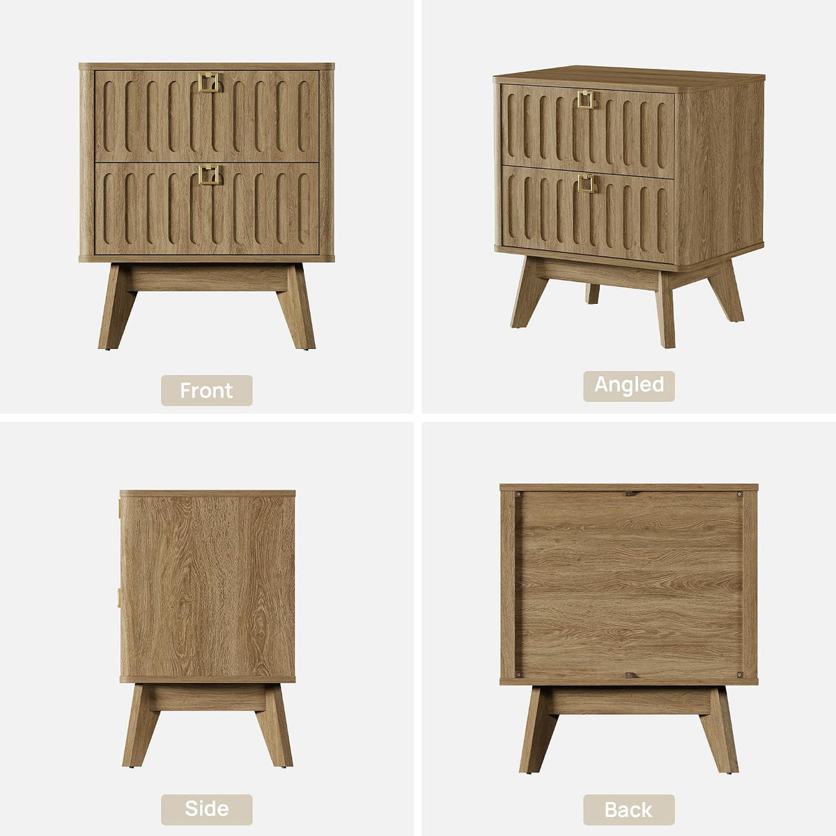 SICOTAS Nightstands Set of 2 with Drawers, 21" Wide Modern Bedside Tables