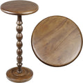 JONATHAN Y Augustus Solid Mango Wood Drink Table, 24.5" Tall Small Round Side Table with Spool Pedestal Base for Living Room and Small Spaces, Rustic Farmhouse Martini Accent, Dark Brown END3007B