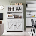 Contemporary Kitchen Pantry Cabinet – Freestanding Hutch Buffet Cupboard with Adjustable Shelves, Tall Organizer for Dining Room or Home – Grey