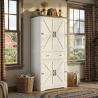 HOSTACK 71" Kitchen Pantry Storage Cabinet, Farmhouse Pantry Cabinet, White | Tall Kitchen Storage Cabinet with Wide Drawer, Freestanding Food Pantry with Doors & Shelves for Dining Room, Living Room