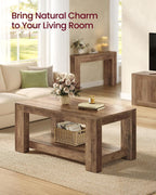 VASAGLE Coffee Table, 2-Tier Center Table with Rustic Charm and Clean Lines
