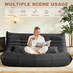 Bean Bag Chair for Adults - Large Bean Bag with Three Pillows, Oversized Chair with High-Rebound Memory Foam, Lazy Floor Sofa for Reading, Gaming, Living Room, Bedroom (3-Seater, Grey)