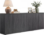 SICOTAS Buffet Cabinet with Storage Accent Sideboard Modern Credenza with Doors & Shelves Fluted Media Console Mid Century Coffee Bar Table for Living Room Kitchen Dining Room Hallway(3PCS)
