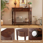 Giantex 2-Tier Console Table, 36" Retro Entryway Table with Storage Drawer & Elegant Legs, Narrow Wooden Sofa Table with Open Shelf for Living Room, Foyer, Hallway, Bedroom, Entrance (Brown)