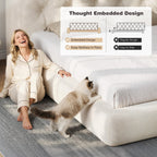 Homkdom Queen Cloud Bed Frame with 360 Cushioned Foam, White