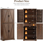 HOMPUS 71" Tall Kitchen Pantry Cabinet with Doors and Drawer, Farmhouse Storage Cabinet with Adjustable Shelves, Rustic Wood Cupboard for Kitchen, Dining Room, Living Room, Bathroom, Rustic Brown