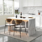 59IN Large Imitation Marble Dining Table, Suitable for 4-6 People, Modern Kitchen Island with LED Lights, Marble Stripes, Easy to Clean, Suitable for Kitchens, Dining Rooms, and Living Rooms