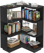 Armocity Corner Book Shelf, 4-Shelf L Shaped Corner Bookshelf with Baffle
