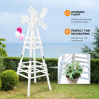 Wooden Windmill, Weather-Proof Wind Spinner, Outdoor Wind Mill for Garden Lawn Patio Decoration (White, Medium)