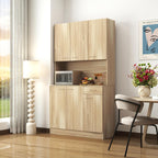 71" Tall Kitchen Pantry Cabinet,Sideboard Buffet Cabinet with 6 Doors and Shelves,Kitchen Island with Microwave Stand,Kitchen Hutch Storage Cabinet with 1 Drawer for Kitchen,Kitchen Cabinet (Oak)