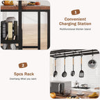 IDEALHOUSE 42" Kitchen Island with Storage & Seating - 3-Tier Bakers Rack, Microwave Stand with 5 Hooks, Multi-Function Island Table for Kitchens (42"×28"×72")
