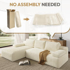 Yaheetech 110" Sectional Sofa Couch with Chaise, Beige | Sectional Sofa Cloud Couch Corduroy Modular L-Shape Couch No Assembly Sofa with Detachable Pillow for Living Room Guest Room