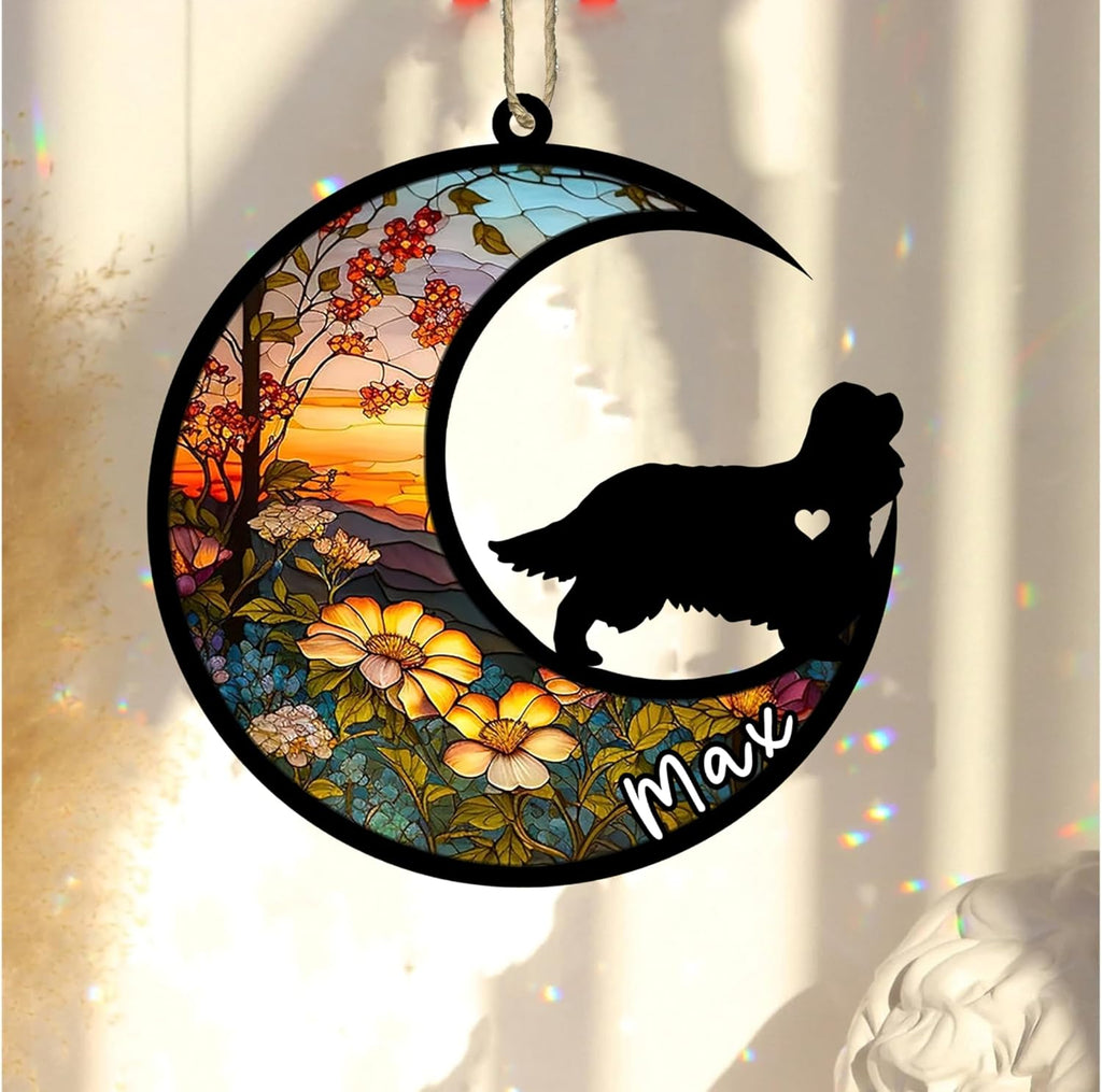 Personalized Dog Memorial, Custom Name Cavalier King Charles Spaniel Dog Christmas Ornament, Custom Breeds, Pet Loss Light Catcher, Gifts for Lovers Loss of Pet Sympathy on Mothers Day Christmas