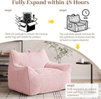 Vipbear Bean Bag Chair for Adults, Chair with Memory Foam | 35.5" Corduroy Beanbag Washable, Cozy Fluffy Chair with Pocket & Handle, Ergonomic Bedroom Sofa Chair for Gaming, Reading