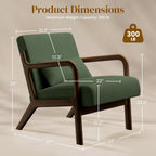 Yaheetech Accent Chair for Living Room, Corduroy Mid Century Modern Reading Armchairs with Lumbar Pillow for Bedroom, Decorative Sofa Chair for Adult Dark Green/Set of 2