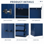 Modern Shaker Style Kitchen Pantry, 77'' Tall Freestanding Cupboard with Adjustable Shelves, Door Shelves, 3 Drawers and Wine Racks, Versatile Pantry Cabinet with Storage for Dining Room, Blue