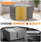23in Square Pouf Ottoman, Large Corduroy Ottoman Foot Rest with Solid High-Density Foam, Removable Washable Cover, Soft Floor Foot Stool for Living Room, Bedroom, Grey