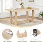 Harper & Bright Designs Modern 6-Piece Dining Table Set with Bench & 4 Upholstered Chairs, Light Oak Rectangular Kitchen Table for 6, U-Shaped Base, Farmhouse Rustic for Dining Room Living Room